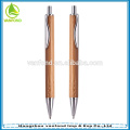 Promotional custom logo click bamboo ball point pen with metal clip